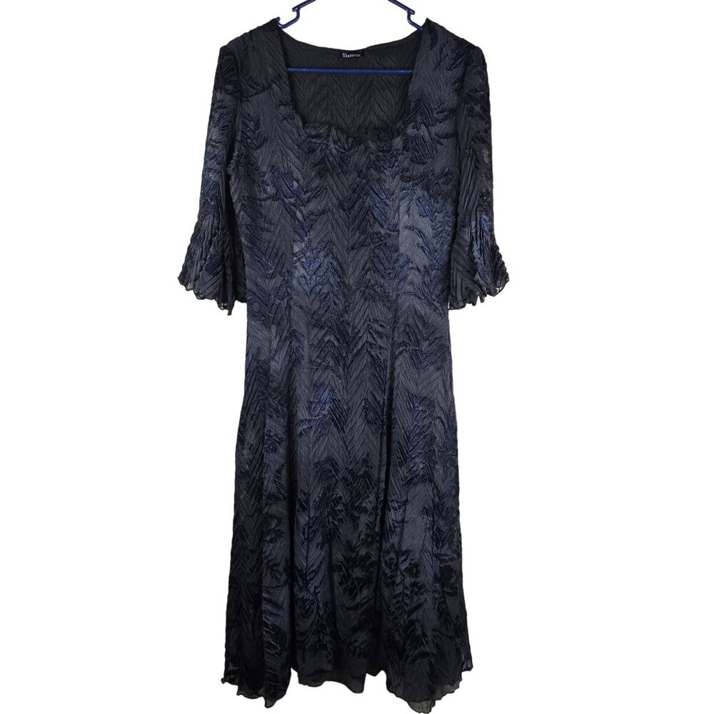 Vintage Y2K Komarov Black‎ Pleated Fit & Flare Dress Whimsigoth Fairy